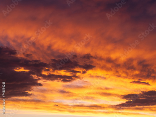 A drone photograph of moody  deep color rich clouds at sunset. Shot over the Eastern Free State province in South Africa.