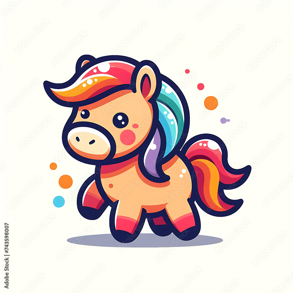 flat vector logo of a cute horse, a cartoon of a unicorn , logo of a cute horse flat vector logo of a cute horse, a cartoon of a unicorn , logo of a cute horse
