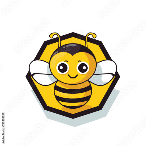 cute bee cartoon vector illustration. insect mascot logo design template.