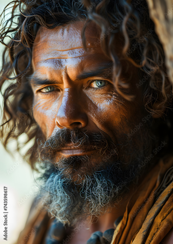 Portrait of a Middle-Aged Man with Messy Hair and Beard. Elderly Men Portrait of a Middle-Aged Man with Messy Hair and Beard. Elderly Men