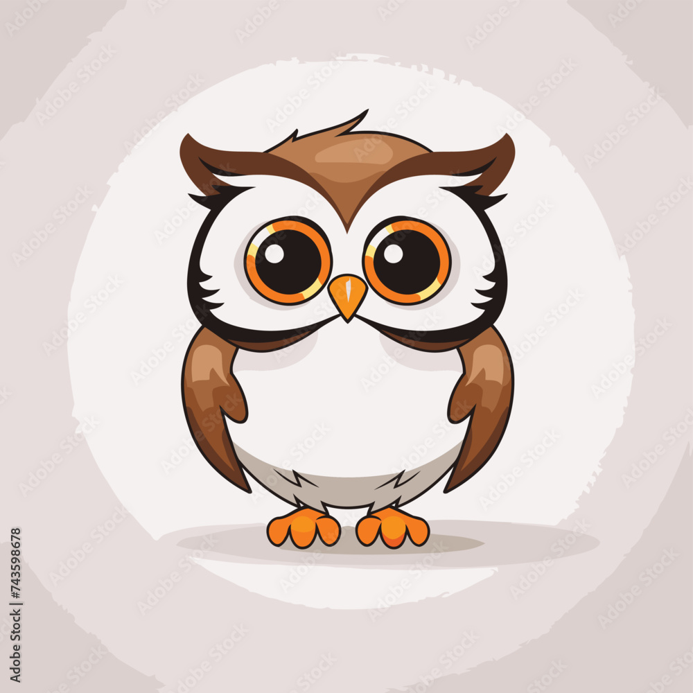 Owl cartoon character. Cute owl vector illustration. Owl icon.