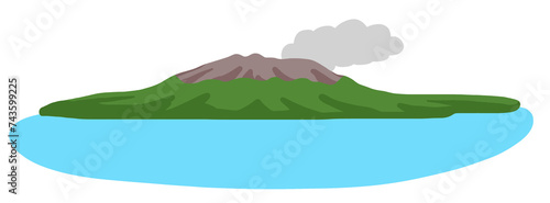 噴火をあげる桜島と海