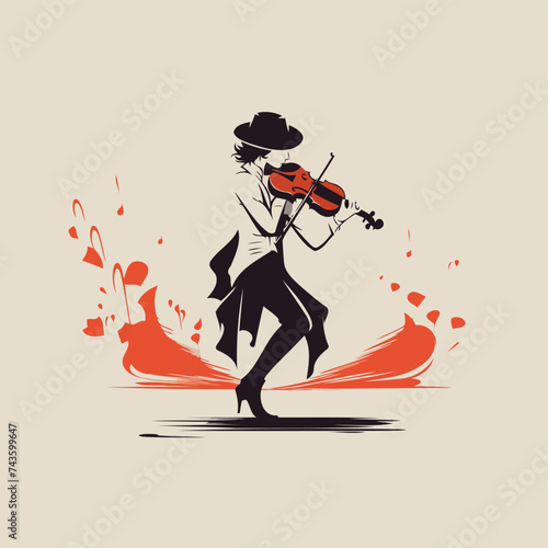 Flamenco girl playing the violin. Vector illustration for your design