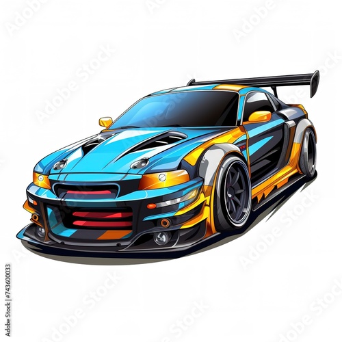 white background racing car sticker