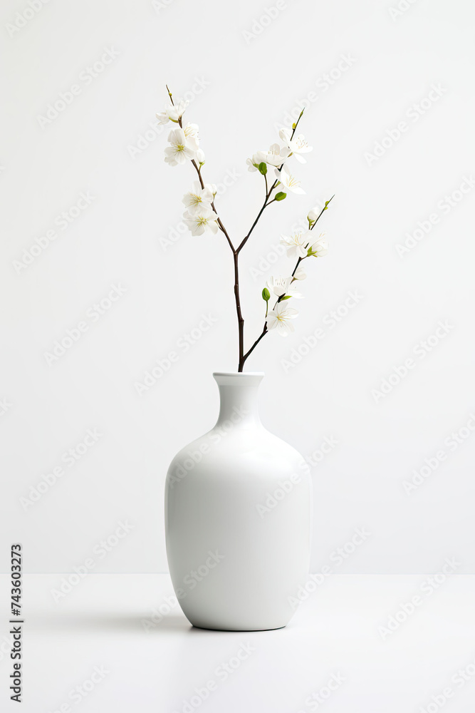 White Vase With Small White Flower