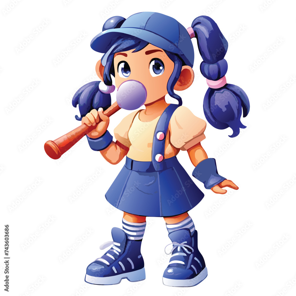 cute girl holding baseball bat