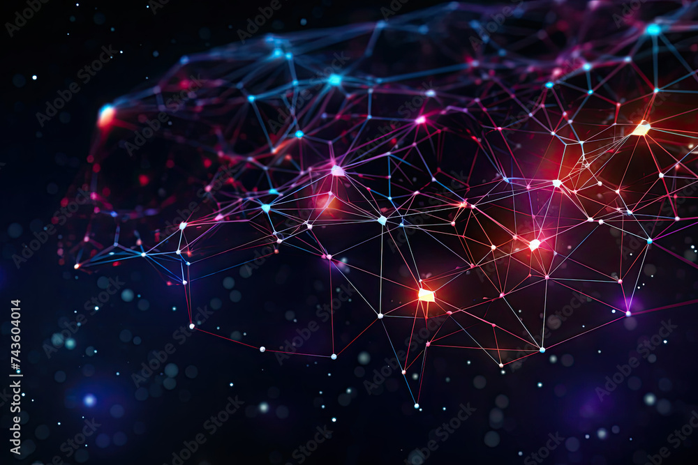 Dark Background With Colorful Lines and Dots Dark Background With Colorful Lines and Dots
