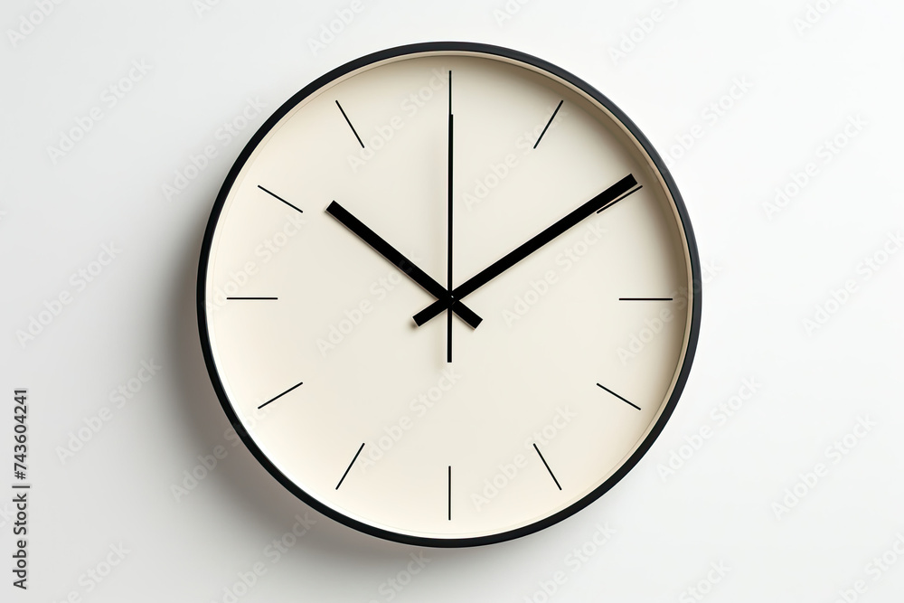 Black and White Clock on White Wall Black and White Clock on White Wall