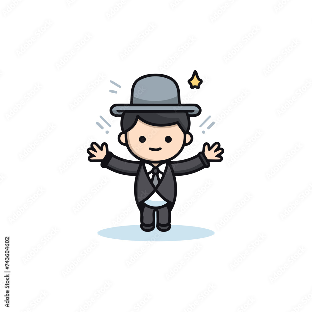 Businessman Cartoon Mascot Character Vector Icon Illustration Design.