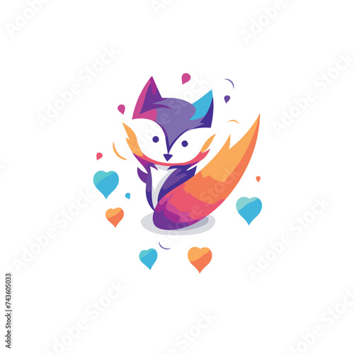 Fox vector logo design template. Cute fox vector logo illustration.