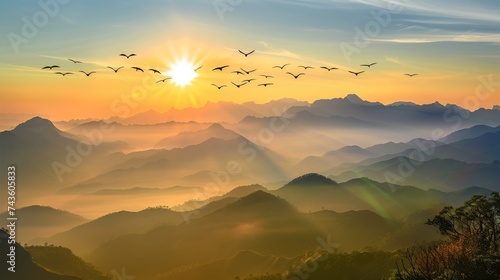 A serene sunrise illuminate...