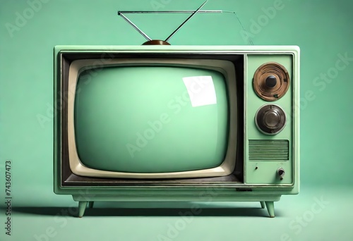  a mint green color vintage retro tube style television tv