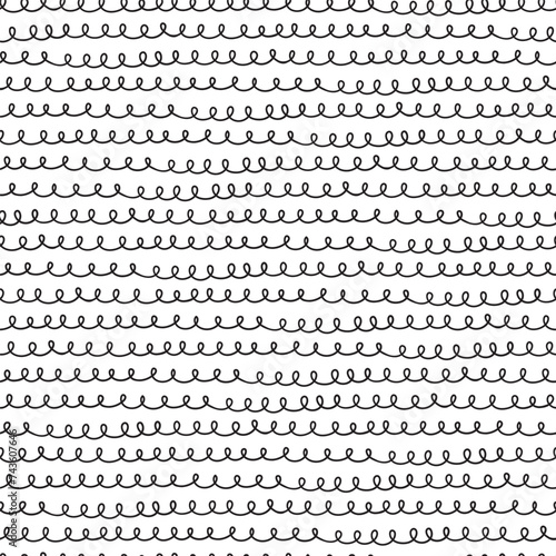 Hand drawn ink pattern. Expressive seamless abstract vector background in black and white.