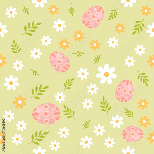 Seamless pattern with flowers cartoons vector illustration.