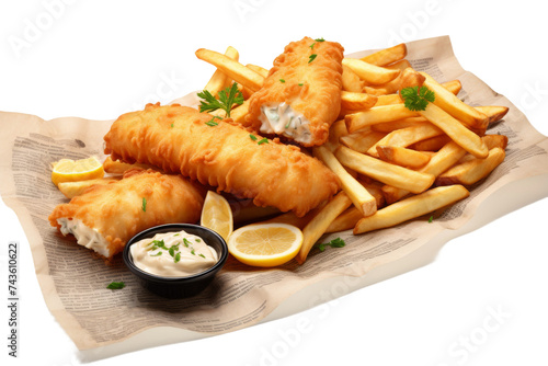 British Fish and Chips Delight Isolated on Transparent Background