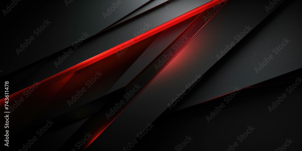 Black abstract diagonal overlap layers background with red light decoration Black abstract diagonal overlap layers background with red light decoration