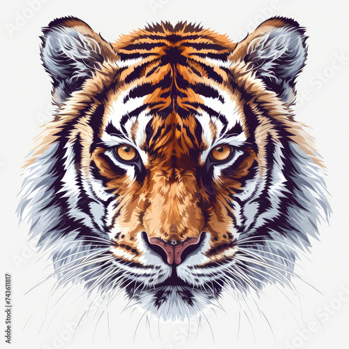 Close Up of a Tigers Face on White Background