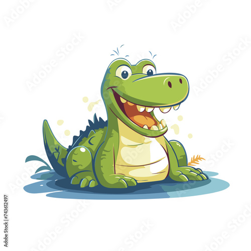 Cute crocodile cartoon character vector Illustration on a white background