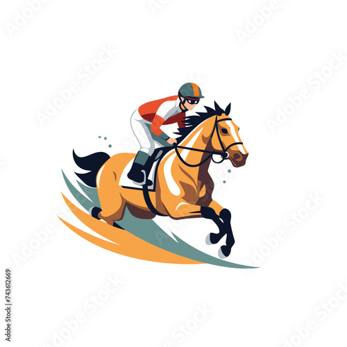 Horse racing. jockey on the horse vector Illustration on a white background