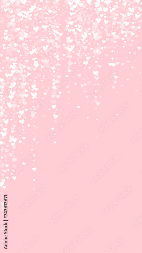 White hearts scattered on pink background. White hearts scattered on pink background.