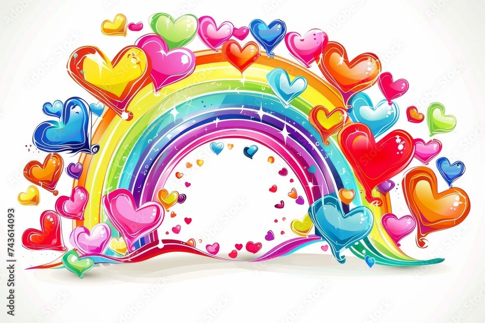 Obraz premium LGBTQ Pride gemelgender. Rainbow nurtured self esteem colorful assembly diversity Flag. Gradient motley colored co LGBT rights parade festival onyx diverse gender illustration