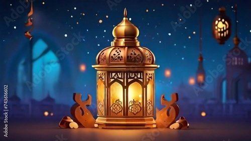 generative AI-created background illustration of an Arabic lamp for the Ramadan celebration