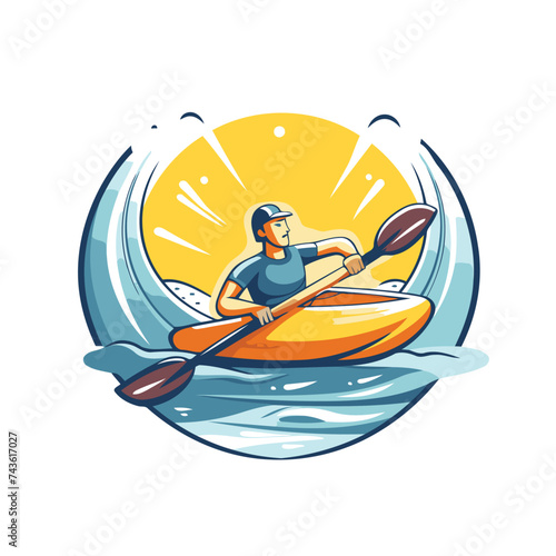 Kayaking. canoeing. paddling. kayaking vector icon