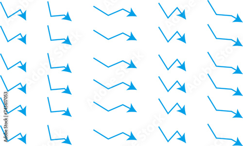 青色の下向き矢印セット