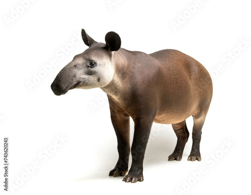 Tapir stehend isoliert auf weißem Hintergrund, Freisteller