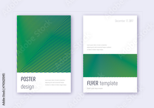 Minimalistic cover design template set. Green abst
