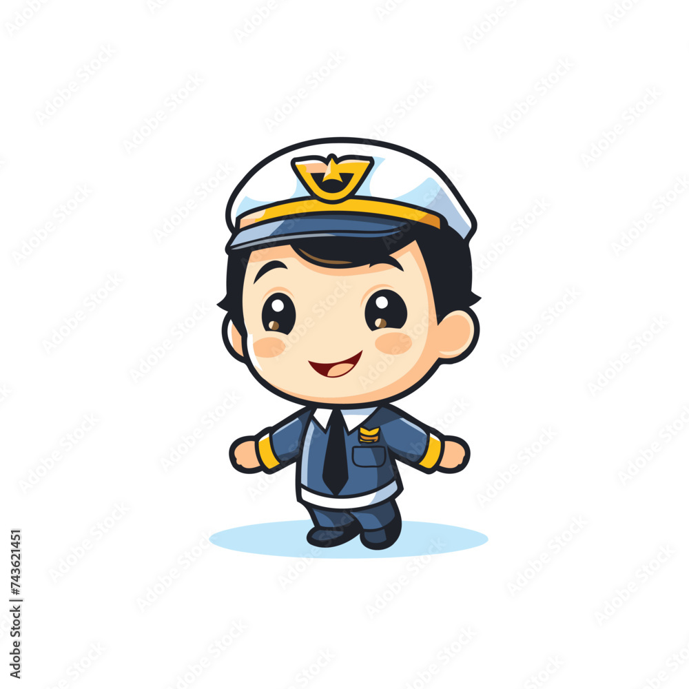 Cute Boy Pilot Cartoon Mascot Character Vector Illustration Design