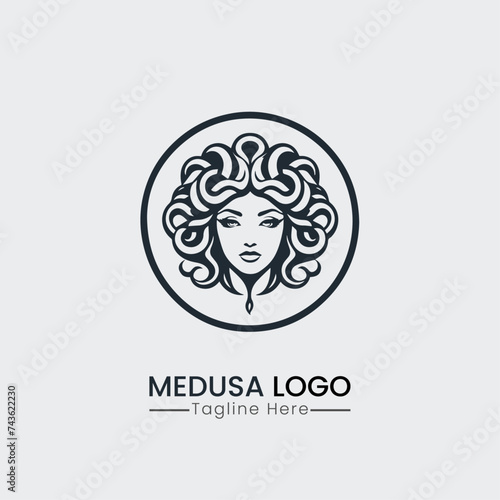 medusa logo design icon template