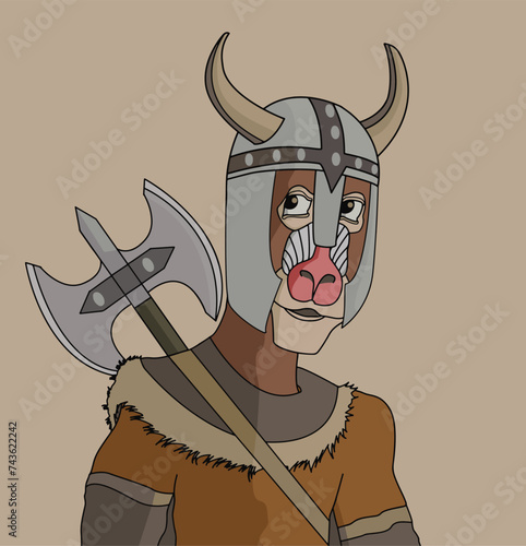 Photography viking army style monkey vector illustration