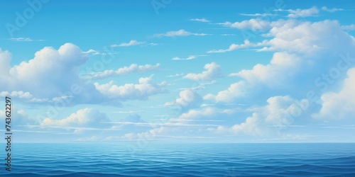 seascape with clouds and blue sky background 