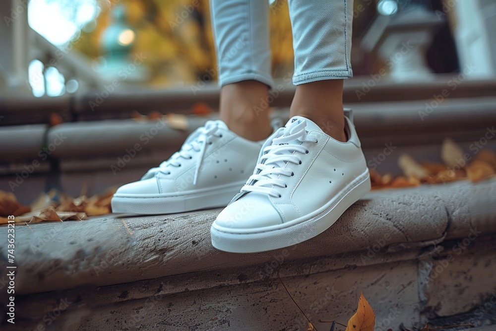 Fashionable white sneakers 