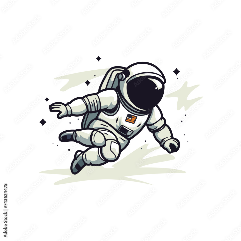 Astronaut flying in space. Vector illustration on white background.
