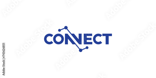 Simple Wordmark Connect Logo. Dot Connected with Modern Style. Network Icon Symbol Vector Design Template.