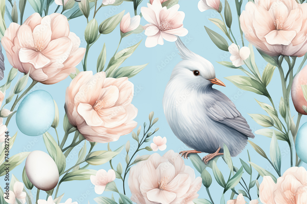 cute watercolor easter seamless pattern background