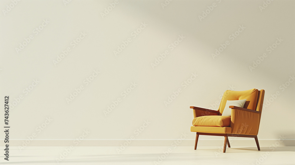 Stylish retro armchair, minimalism. Generative AI Stylish retro armchair, minimalism. Generative AI