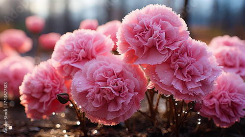 Under the affectionate rays of the sun, carnations blossom on the street, filling the air with