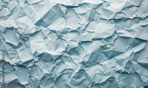Textured Expanse of Crumpled Blue Paper Captured in Soft Lighting