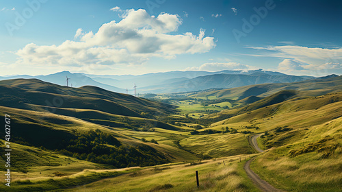 Windmills  rising against the background of a bright sky  like the guards of the wind  designe