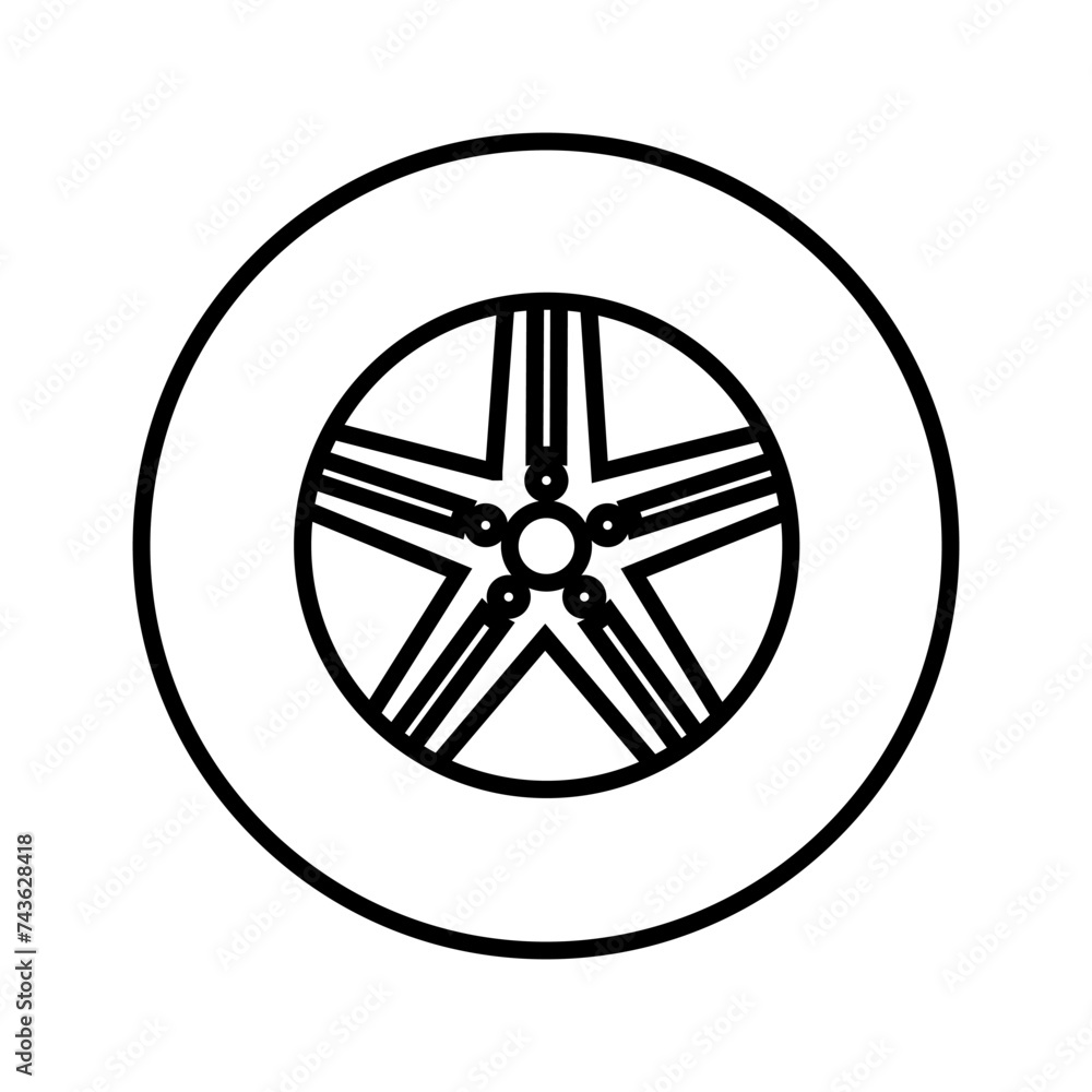 Car wheel icon vector. Wheel illustration sign. Tire service symbol or logo.