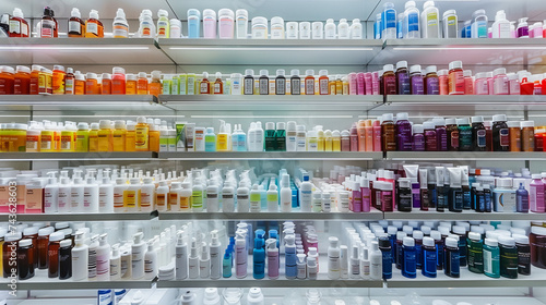 Neatly arranged pharmacy shelves filled with a variety of medications highlighting choice in healthcare