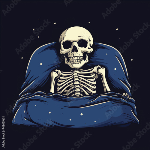 Skeleton sleeping soundly peaceful and restful concept