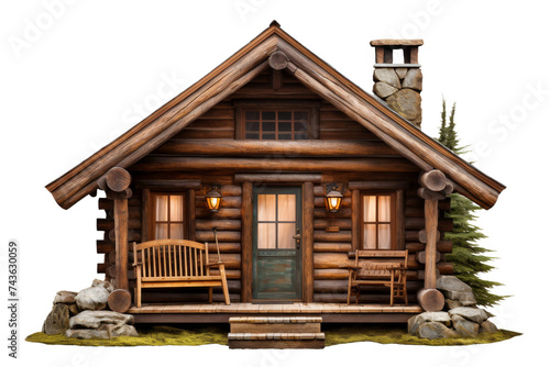 Rustic Log Cabin Retreat Isolated On Transparent Background