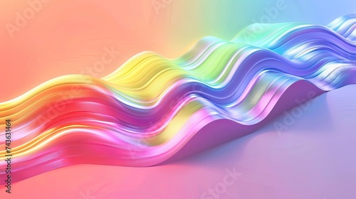 Non-euclidean metamorphosis  minimalistic shapes  in the style of holographic rainbow gradient  with latex textures  realistic usage of light and color