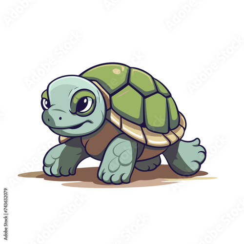 Cute cartoon turtle isolated on white background. Vector illustration for your design.