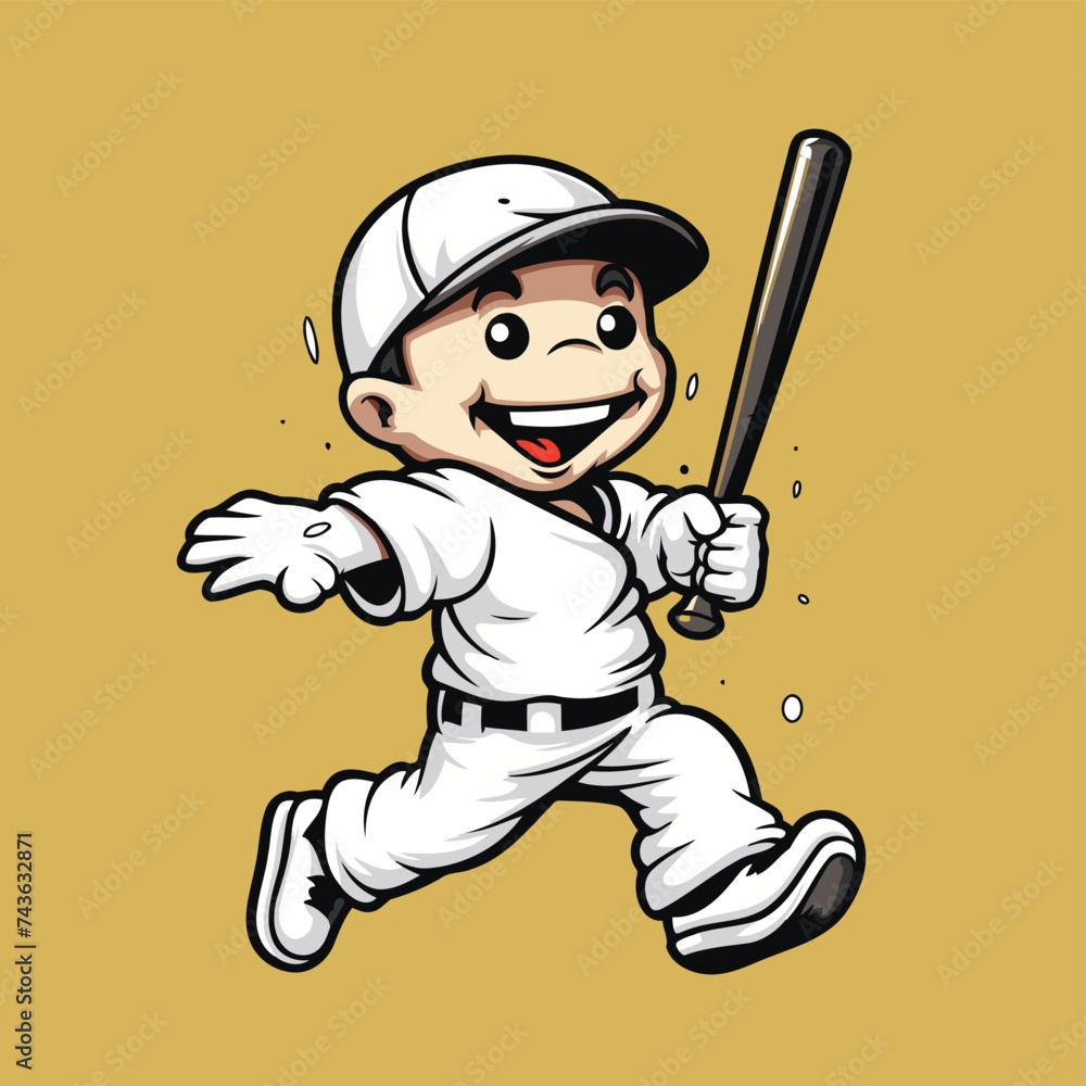 Baseball Player Cartoon Mascot Character Mascot Illustration