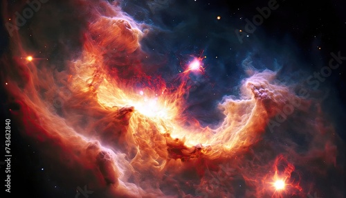 A swirling, fiery nebula of stars and clouds, illuminated by a distant sun